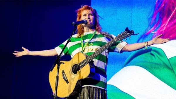 Emotional moment for Celtic fan Eddi Reader singing on Christmas film