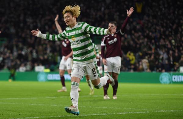 Controversial Kyogo Furuhashi goal earns Celtic narrow victory over Hearts