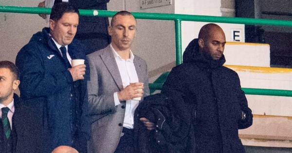 Shaun Maloney nowhere to be seen at Hibs but Scott Brown checks out the action ahead of Celtic old boys clashing