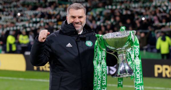 Ange Postecoglou treats himself to a glass of the finest Scotch as he jokes about ‘gone by Christmas’ shouts