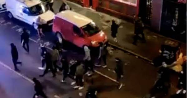 Police line Glasgow streets as huge brawl breaks out in chaos ahead of Rangers vs Celtic