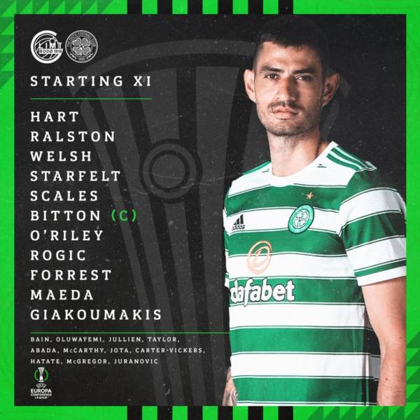 Bodo/Glimt v Celtic – Team’s Up and Scales, Welsh, Bitton and Forrest all start