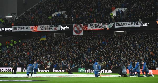 Stewart Robertson called out by Rangers fans as banner blasts Celtic friendly with pointed comparison