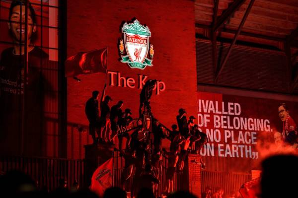 Celtic first-team star pictured in Liverpool outside Anfield