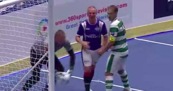 Rangers legend Kenny Miller clashes with Celtic keeper in fiery Masters stand-off