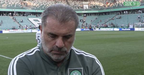 Ange Postecoglou in muted response to Celtic pre season question as boss insists ‘that’s looking at it glass half full’