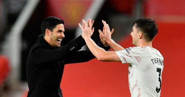 Kieran Tierney suffers Rangers ‘hammering’ from Arsenal boss Mikel Arteta but patient Celtic hero gets the last laugh