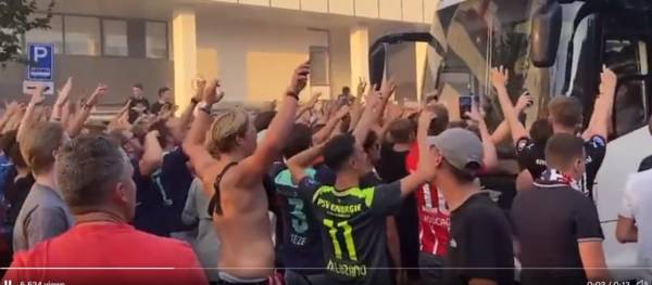 Gio rages as PSV fans surround bus singing “We love you Celtic we do”