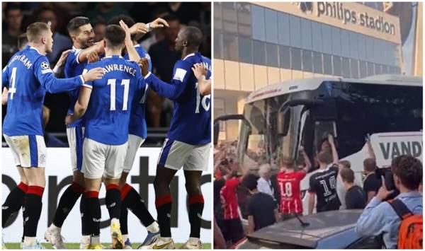 Rangers join Celtic in Champions League group stages after bus targeted by PSV ultras