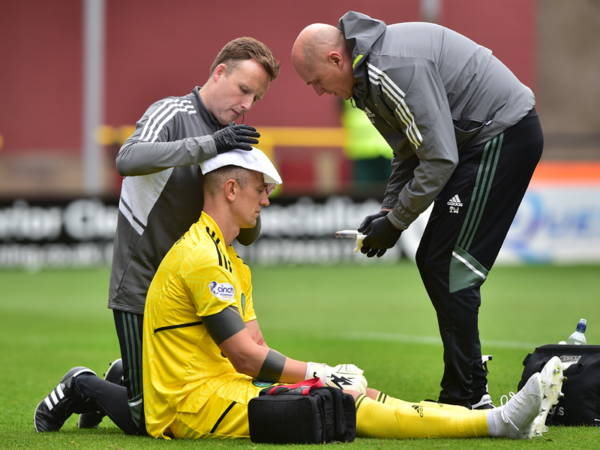 Joe Hart left with bloody gash after being studded in head during Celtic’s 9-0 thumping of Dundee United