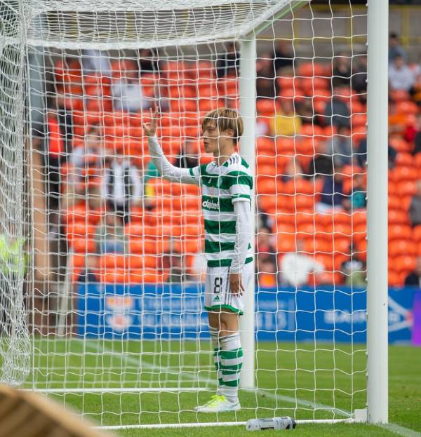 Jackie McNamara’s face as Kenny Miller tries to rubbish ‘lucky’ Kyogo’s genius