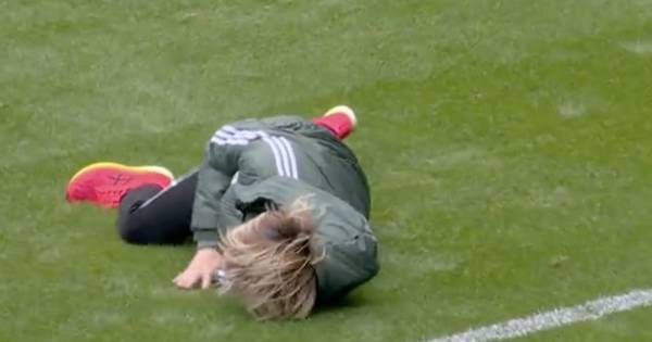 Kyogo in hilarious Celtic celebration blooper as footage catches injured party starter taking a tumble