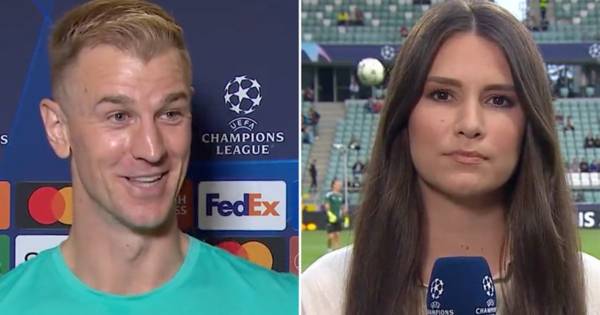 Red-faced Joe Hart mocks his own career path after ball hits female reporter in warm-up