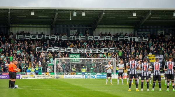 Celtic fans display anti-Royal Family banner and chant through minute’s applause one day before Queen’s funeral