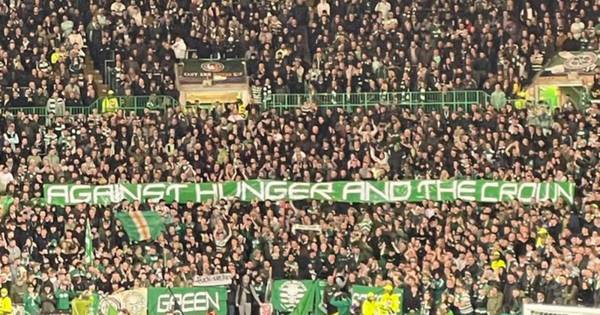 Celtic fans raise new anti-Royal banner on same day UEFA issue “F*** the crown” fine