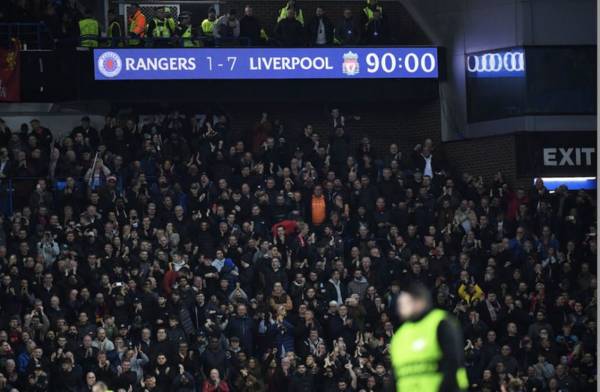 Photo: The Celtic presence in the Liverpool end at Ibrox