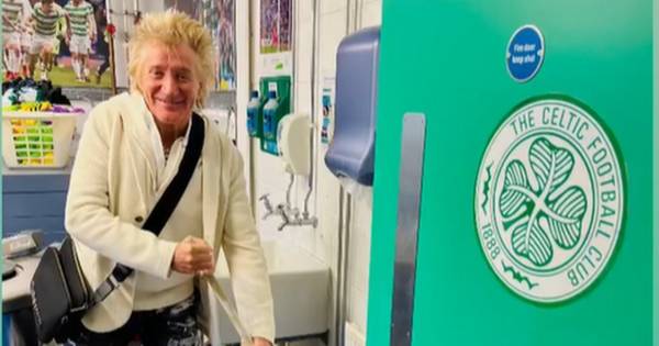 Rod Stewart visits Celtic training ground and ‘helps’ with the laundry