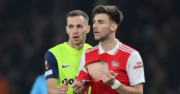 Celtic hero Kieran Tierney gets shirt ripped off him at Arsenal as he opens up on lack of starts