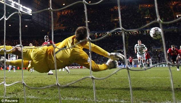 Louis Saha’s Celtic penalty miss as predicted by Gary Neville