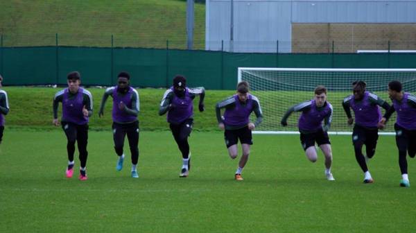 Young Celts in training for the B Team Lowland League derby