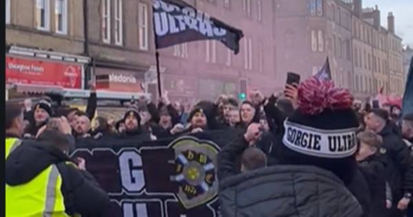 Watch Hearts fans put on a pyro show before Celtic clash as Gorgie Ultras lead march to Tynecastle