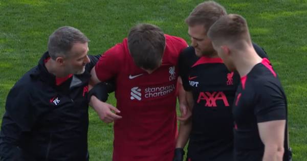 Ben Doak collapses in Liverpool Sporting CP clash as painful head knock forces winger off