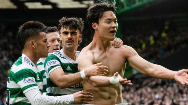 Celtic 3-1 Hibernian: Late goals see off 10-man visitors