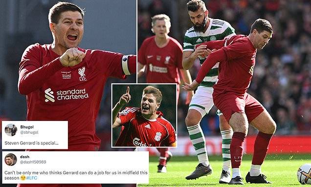 Liverpool Twitter goes wild as Steven Gerrard steals the show in Legends match against Celtic