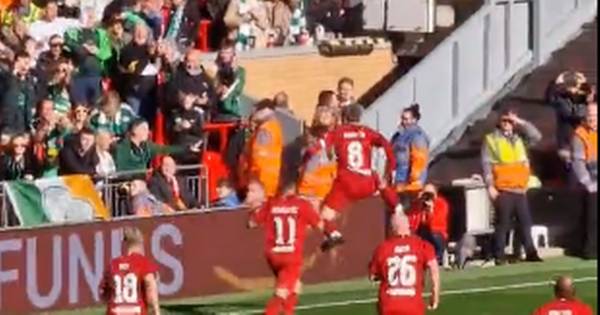 Steven Gerrard celebrates wildly in front of Celtic fans after ex Rangers boss scores for Liverpool legends as missiles thrown