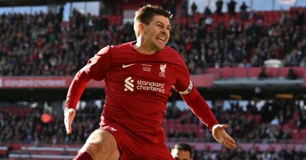 Steven Gerrard explains Celtic celebration after ex Rangers boss taunts fans at Liverpool legends match