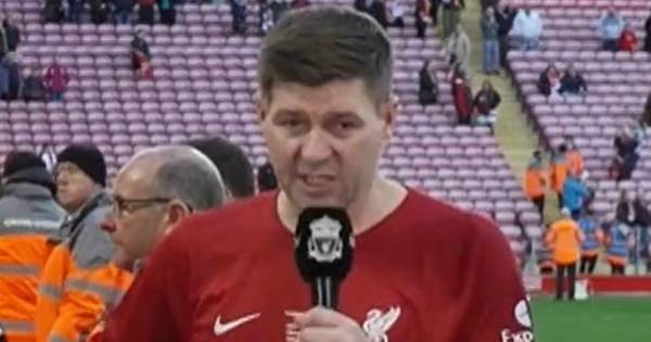 Steven Gerrard fires message to Celtic fans after wild scenes in Liverpool charity game