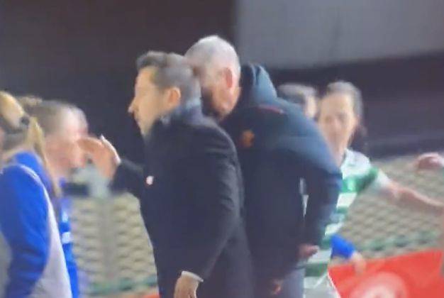 Video: Hurting Rangers coach appears to headbutt Celtic manager