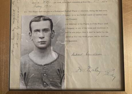 Read Andy Donaldson’s 1911 Celtic Contract signed by Willie Maley and James Kelly