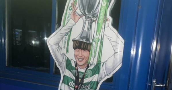 Celtic fans in Rangers taunt as giant Kyogo sticker appears at Ibrox club’s training HQ ahead of Scottish Cup semi-final