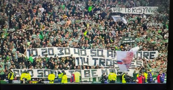 Celtic fans unveil banner mocking Rangers over trophies as they send them crashing out of Scottish Cup