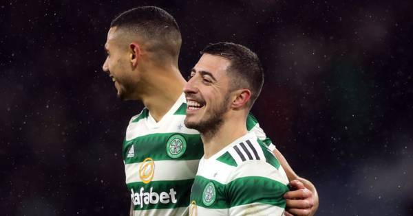 Giorgos Giakoumakis and Josip Juranovic respond to latest Celtic win over Rangers as they join fans in lapping it up