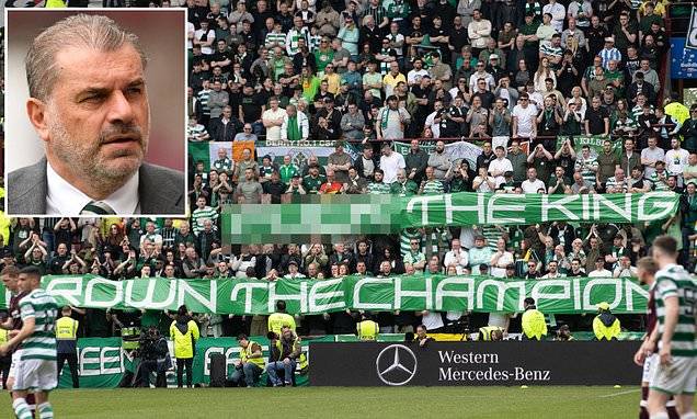 Celtic fans display x-rated banner protesting against the coronation of King Charles III