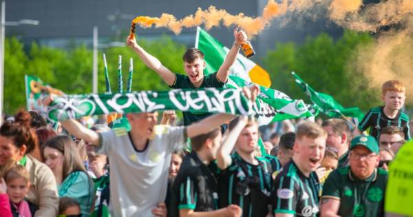 Celtic fans gather in thousands at Parkhead for title party as heroes toasted