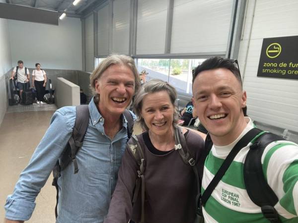 “They love the Celtic,” Carl Starfelt’s parents approach Celtic fans in Lisbon