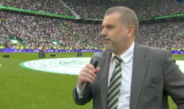 Celtic boss Ange Postecoglu calls out Rangers rival in speech as Hoops lift SPFL title