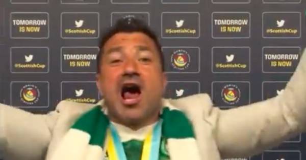 Fran Alonso erupts into ‘Celtic Glasgow’ chant during post-match interview as boss celebrates Scottish Cup win