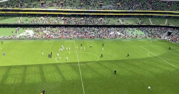 Stewards forced into action as fans invade pitch after Celtic draw to Wolves at Aviva Stadium