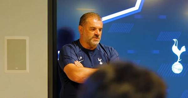 Ange Postecoglou inside Tottenham meeting as he hands Son armband after Harry Kane exit