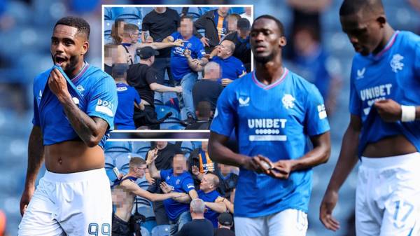 Shock moment Rangers fans clash in Ibrox stands after devastating defeat to Celtic