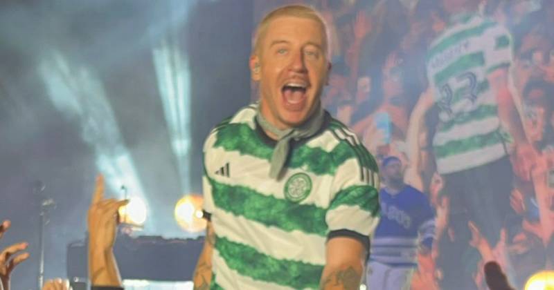 Macklemore in Celtic strip as iconic rapper shows love for Hoops during New York concert