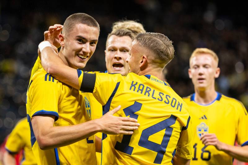 Celtic defender Gustaf Lagerbielke reacts as “childhood dream” comes true for Sweden