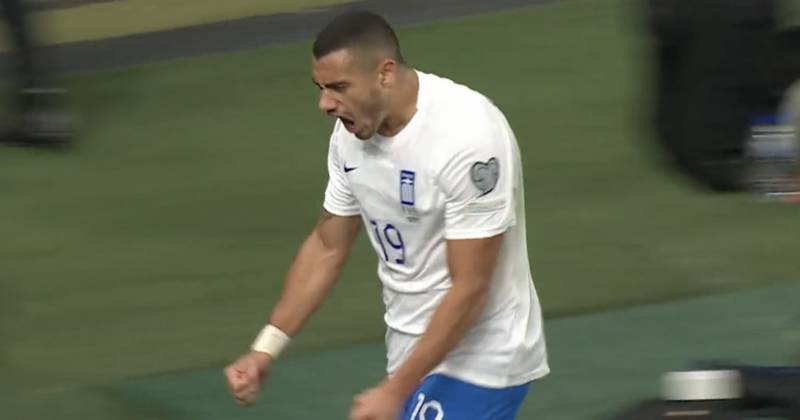 Watch Giorgos Giakoumakis bullet header down Ireland as former Celtic man shows what Hoops are missing