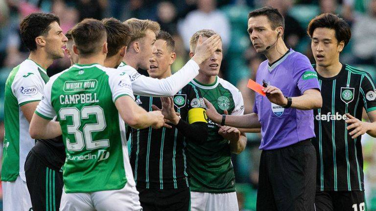 VAR audio reveals how Hibs’ red card against Celtic was overturned