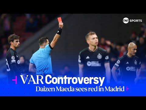 👀 CONTROVERSY! | Daizen Maeda sent off for Celtic against Atlético Madrid after lengthy VAR check