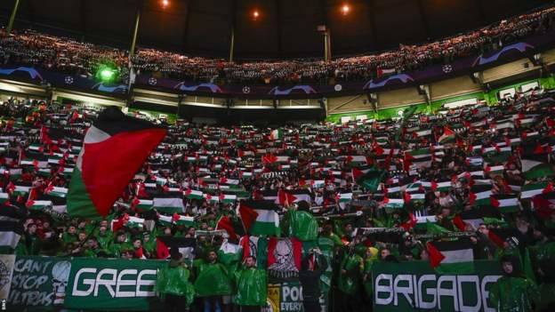 Celtic fined over fans displaying Palestine flags